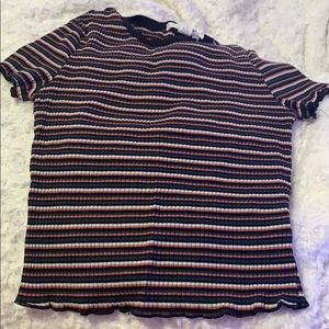 Green, Pink, Black & white stripped shirt